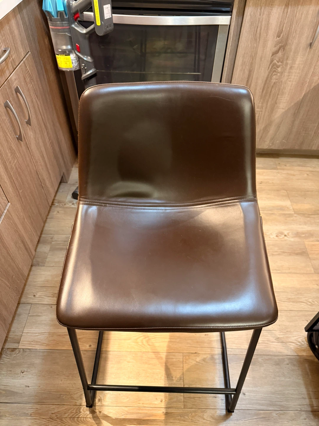 Structube Brown Faux Leather Bar Stool