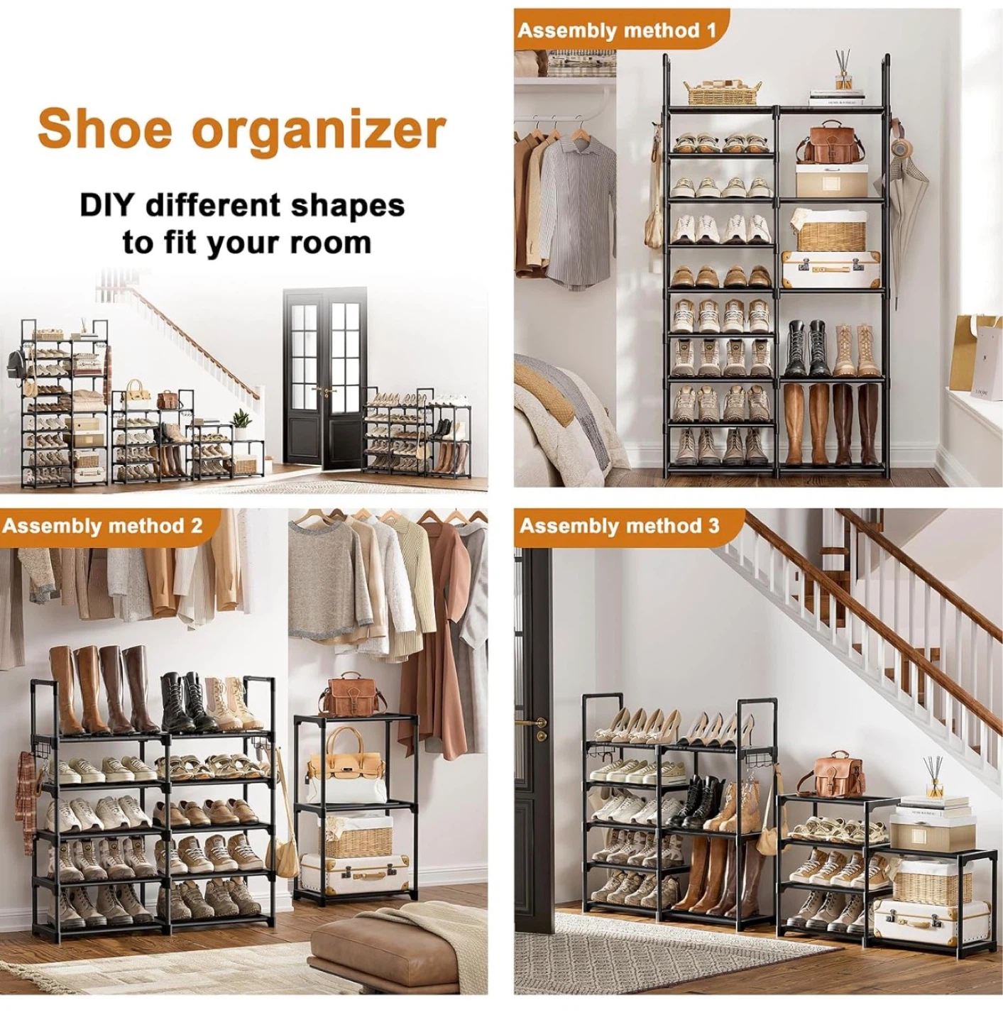Black 8-Tier Shoe Organizer Rack - photo 2