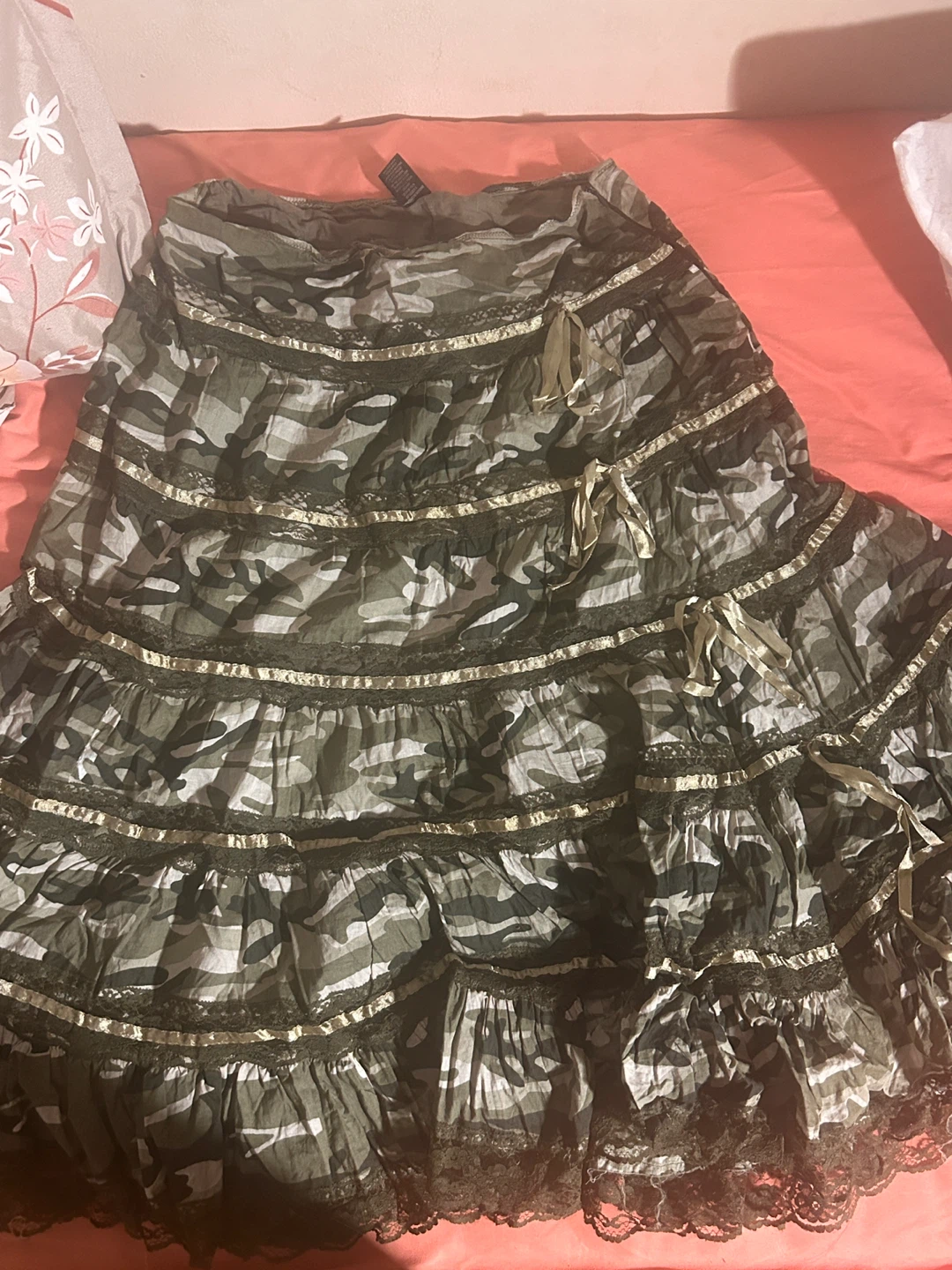 Camouflage Tiered Maxi Skirt