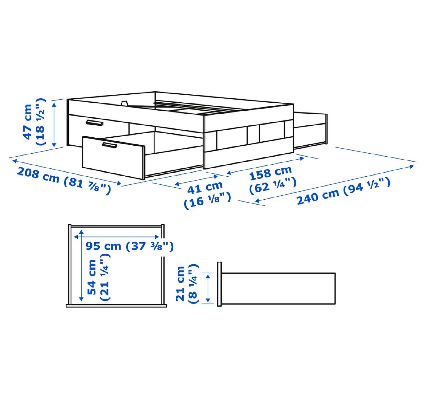 IKEA BRIMNES Queen Bed Frame with Storage - White - photo 2