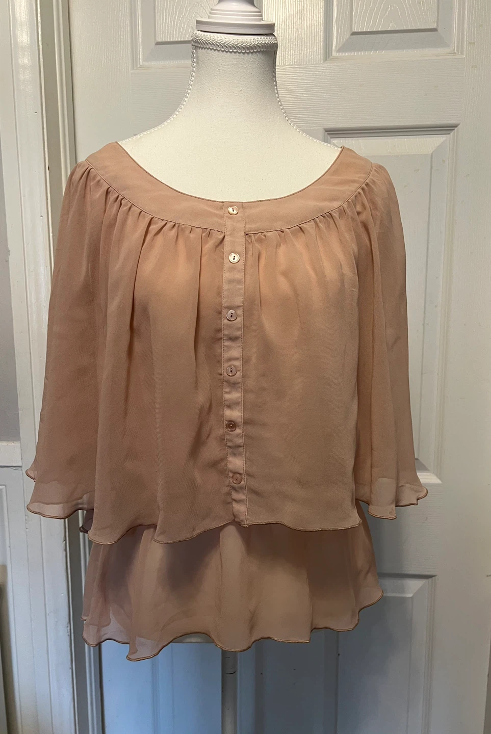 Forever 21 Pink Chiffon Layered Blouse M/M
