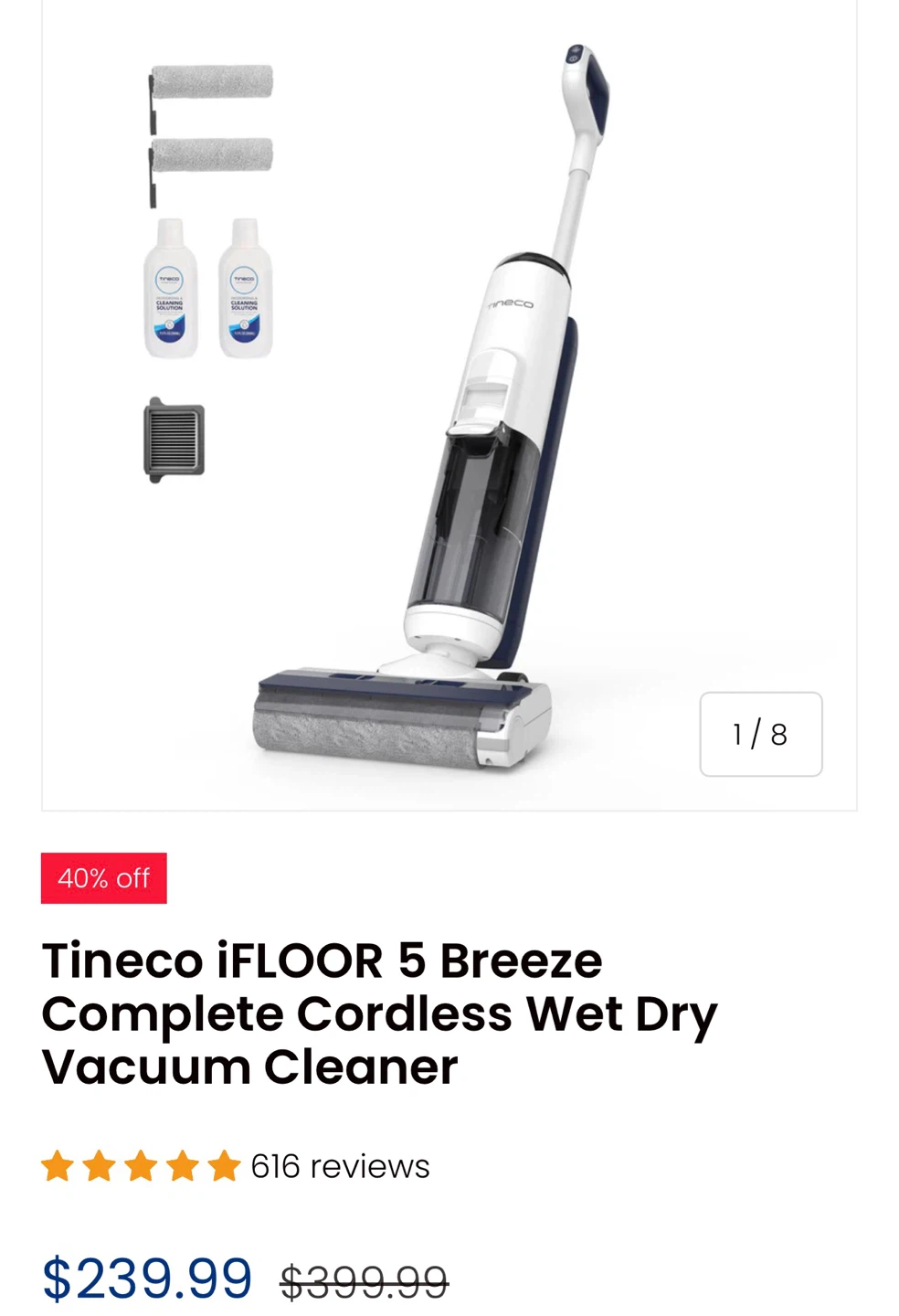 Tineco iFLOOR 5 Breeze Wet Dry Vacuum Cleaner