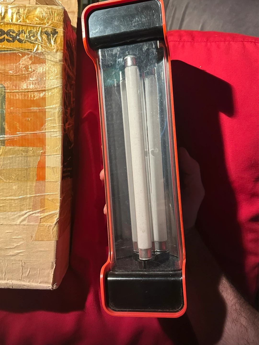 Vintage Dorcy 12v Battery Fluorescent Lantern Orange Mid-Century - photo 3