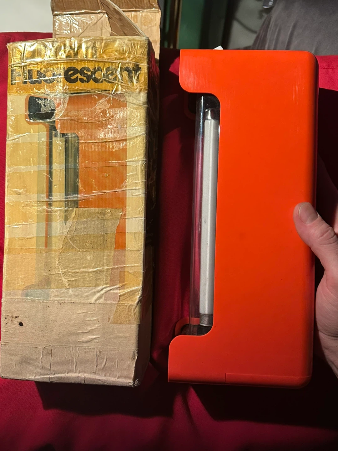 Vintage Dorcy 12v Battery Fluorescent Lantern Orange Mid-Century