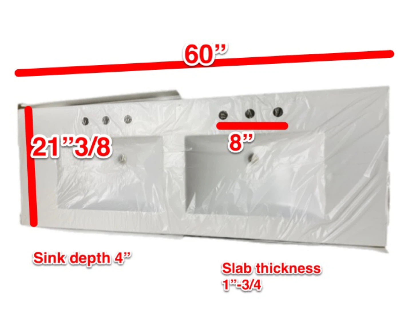Double Sink Vanity Top - 60" - photo 2