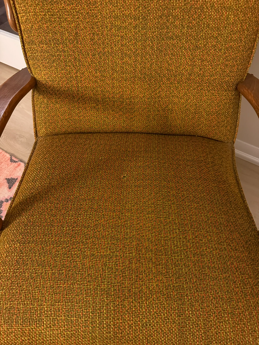 Vintage Accent Chair - Mustard Yellow Tweed Fabric - photo 4
