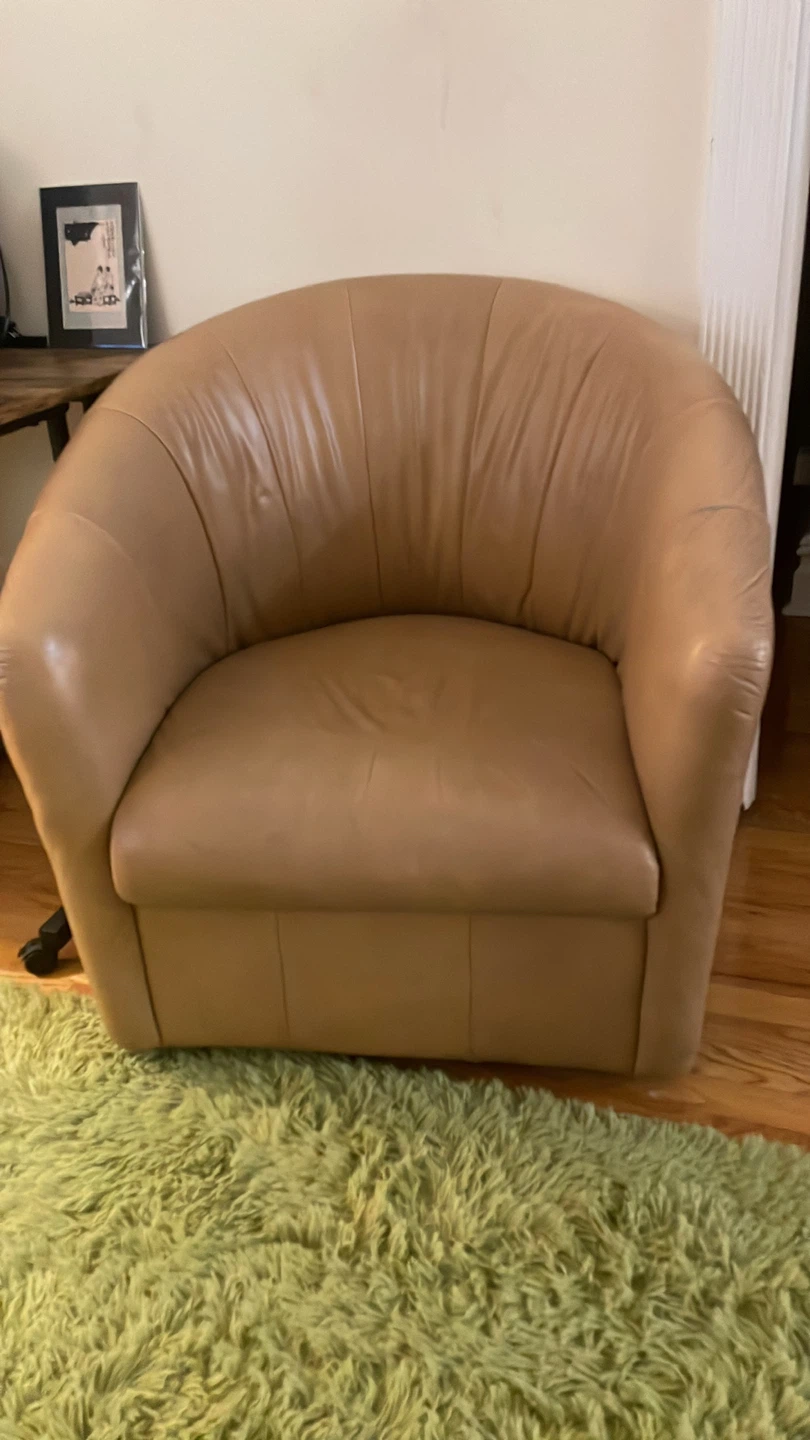 Tan Leather Accent Chair