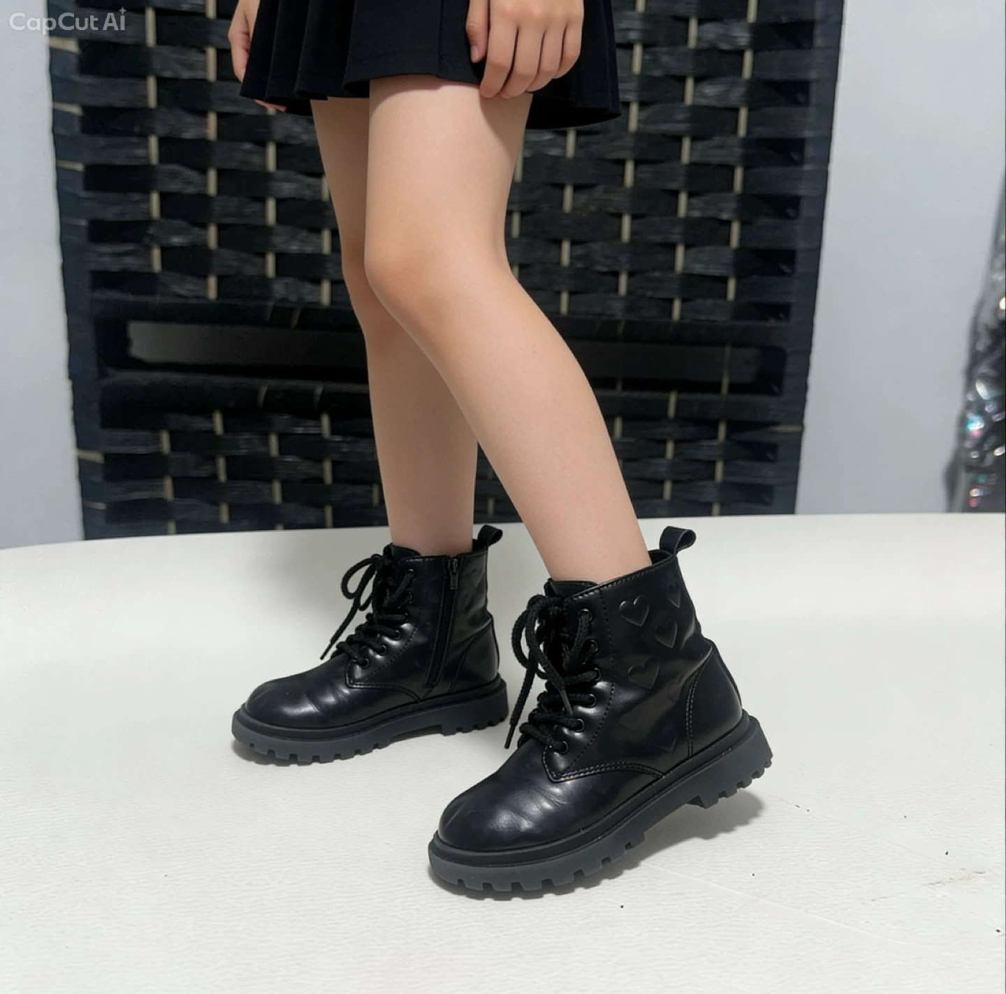 Black Zara Boots with Hearts - Size 28