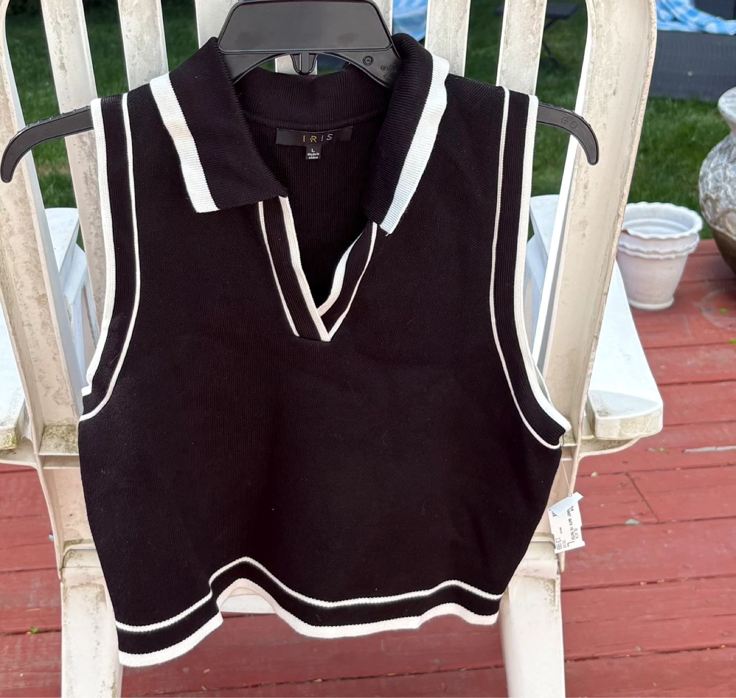 IRIS Los Angeles Black & White Knit Top
