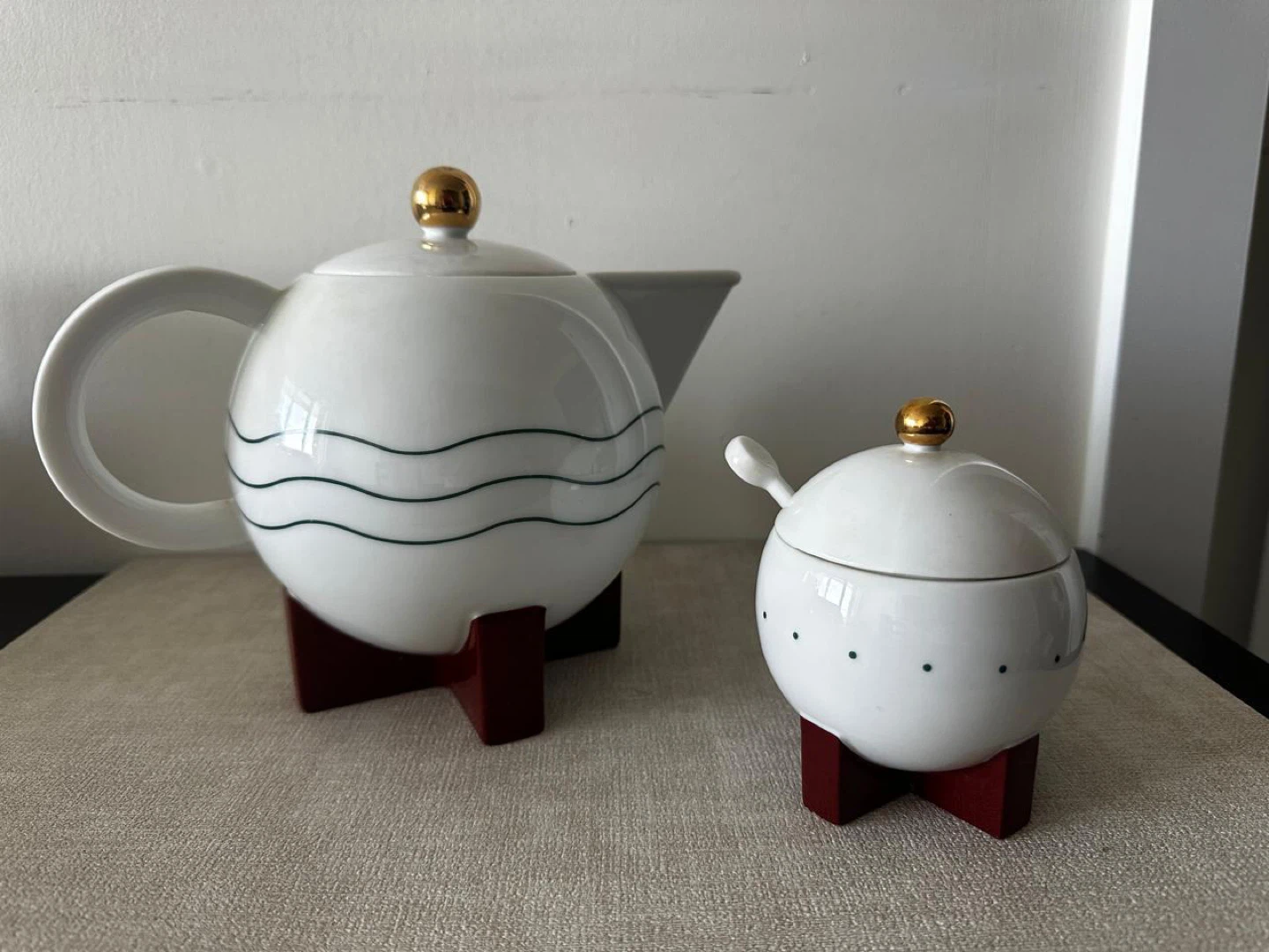 White Ceramic Teapot and Sugar Bowl Set