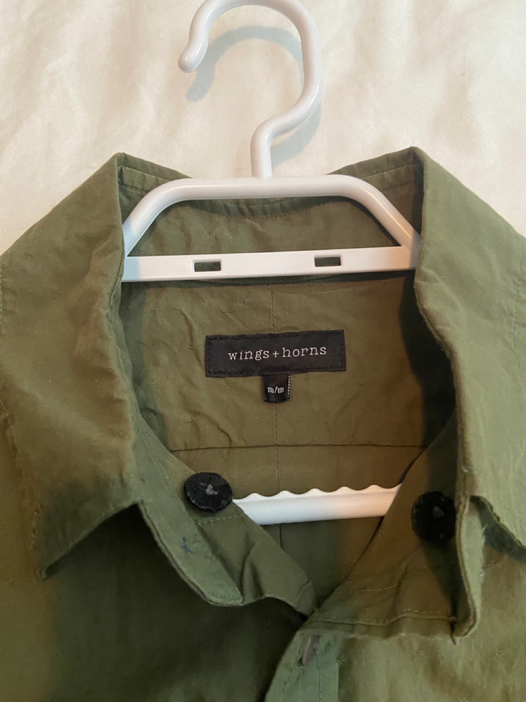 Wings + Horns Short Sleeve Button-Up Shirt - Olive - photo 2