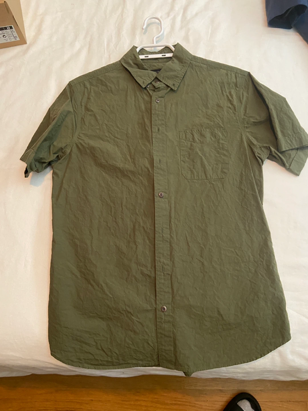 Wings + Horns Short Sleeve Button-Up Shirt - Olive