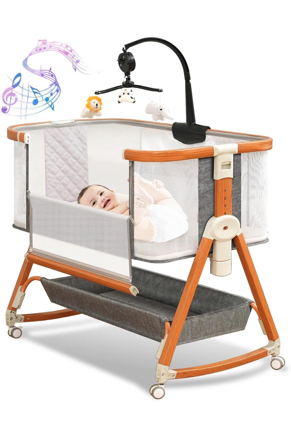 3-in-1 Convertible Baby Bassinet with Wheels
