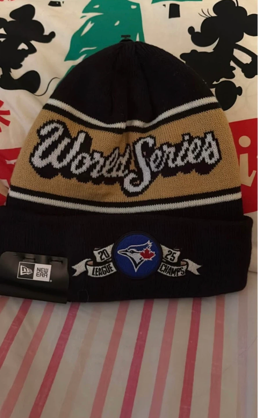 Toronto blue jays World Series beanie tags on