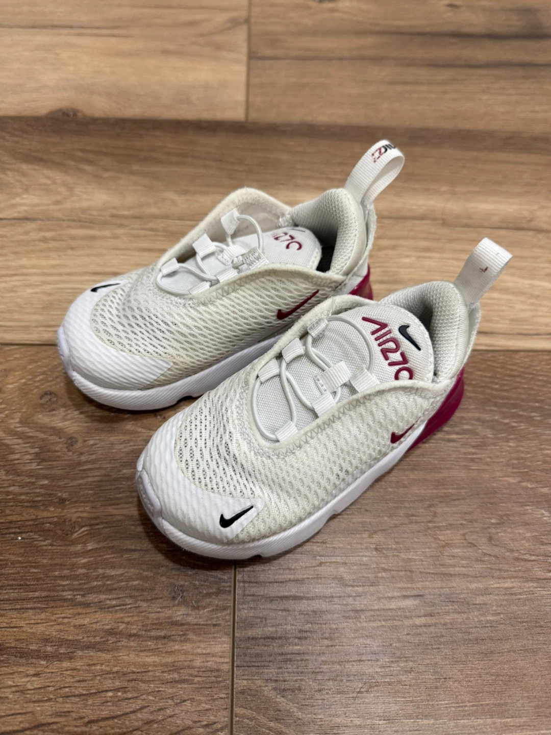 Nike Air Max 270 Toddler Shoes Size 7C White Burgundy