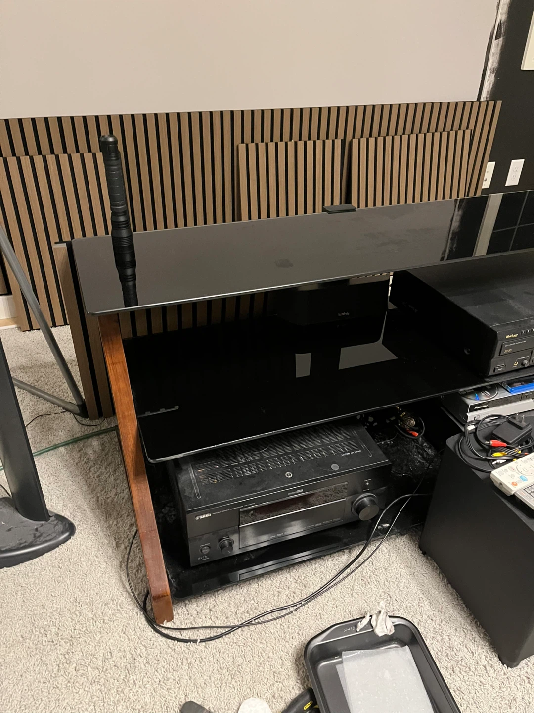 Black Tempered Glass Entertainment Stand