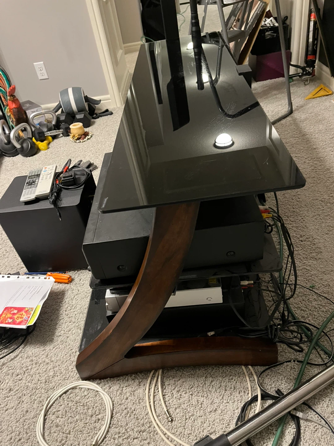 Black Tempered Glass Entertainment Stand - photo 4