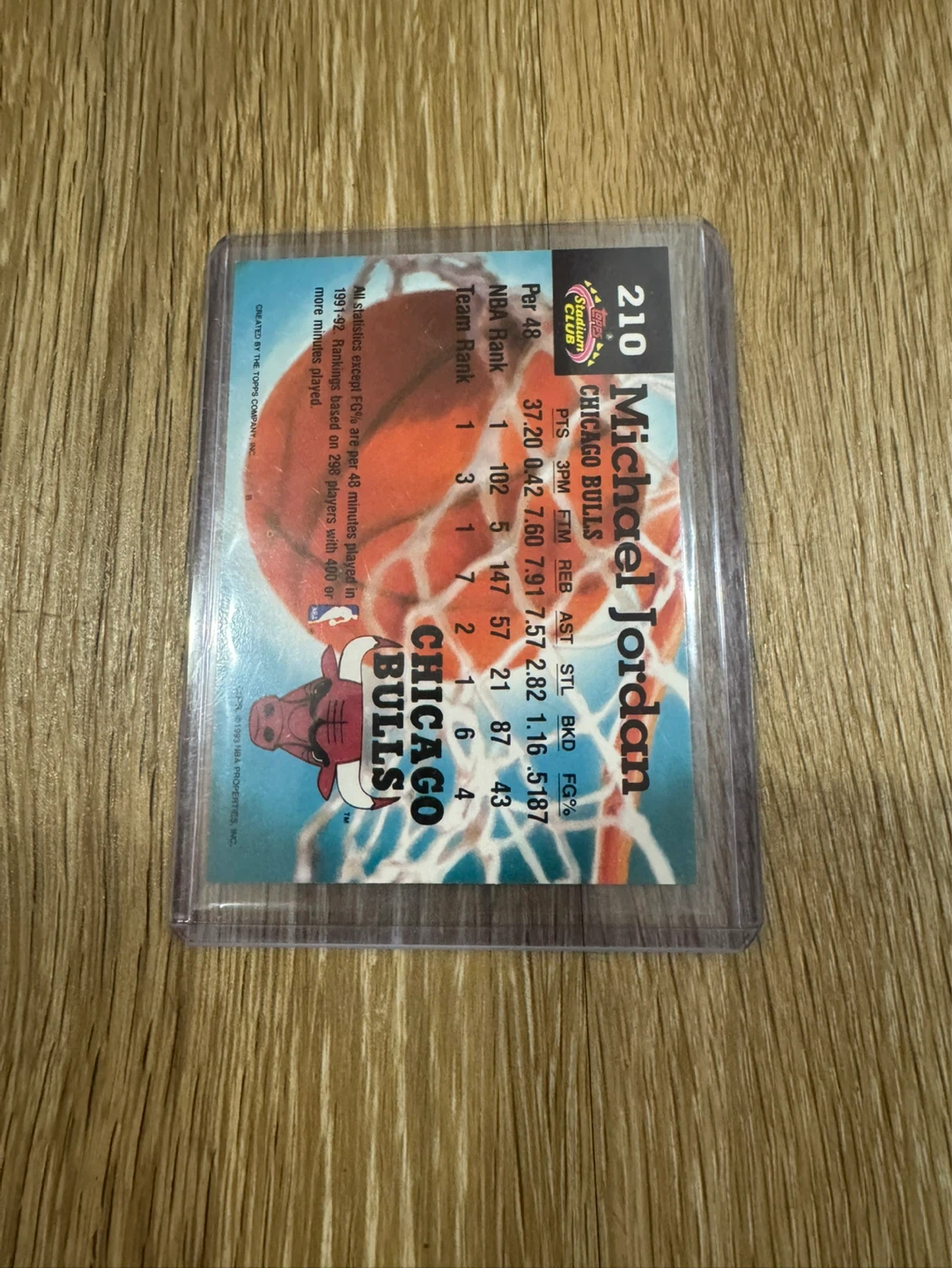 Michael Jordan Topps Members Choice 1991-92 Card #210 - photo 2