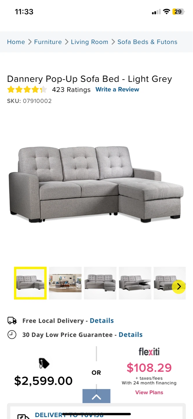 Dannery Pop-Up Sofa Bed - Light Grey - photo 3