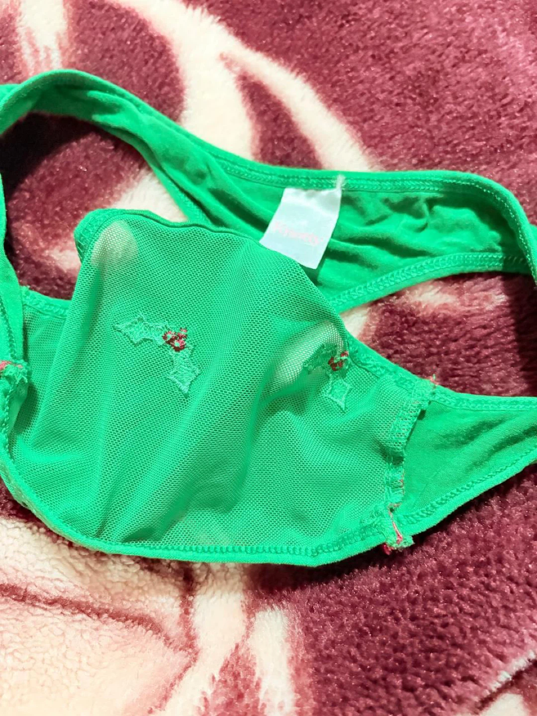 Knotty Green Holly Thong Panty - Size M - photo 4