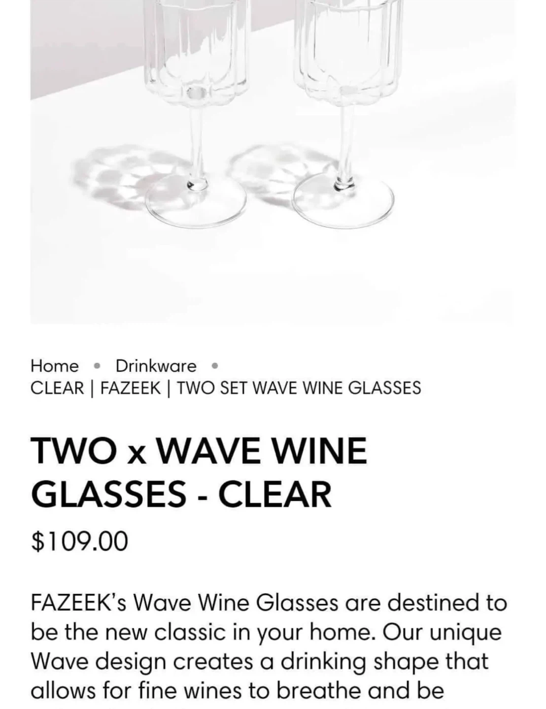 FAZEEK Wave Wine Glasses - Set of 6