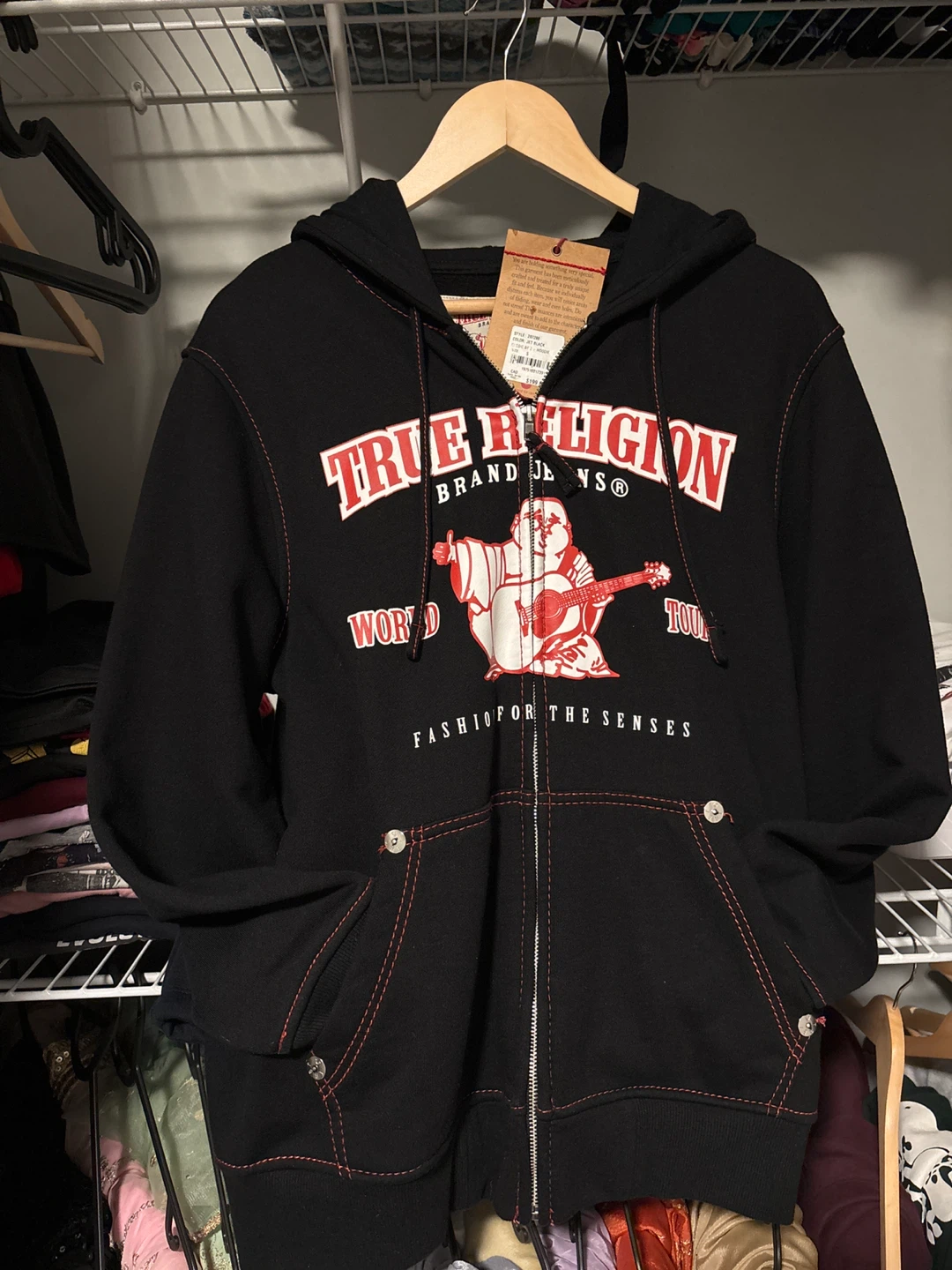 True Religion Black Zip-Up Hoodie