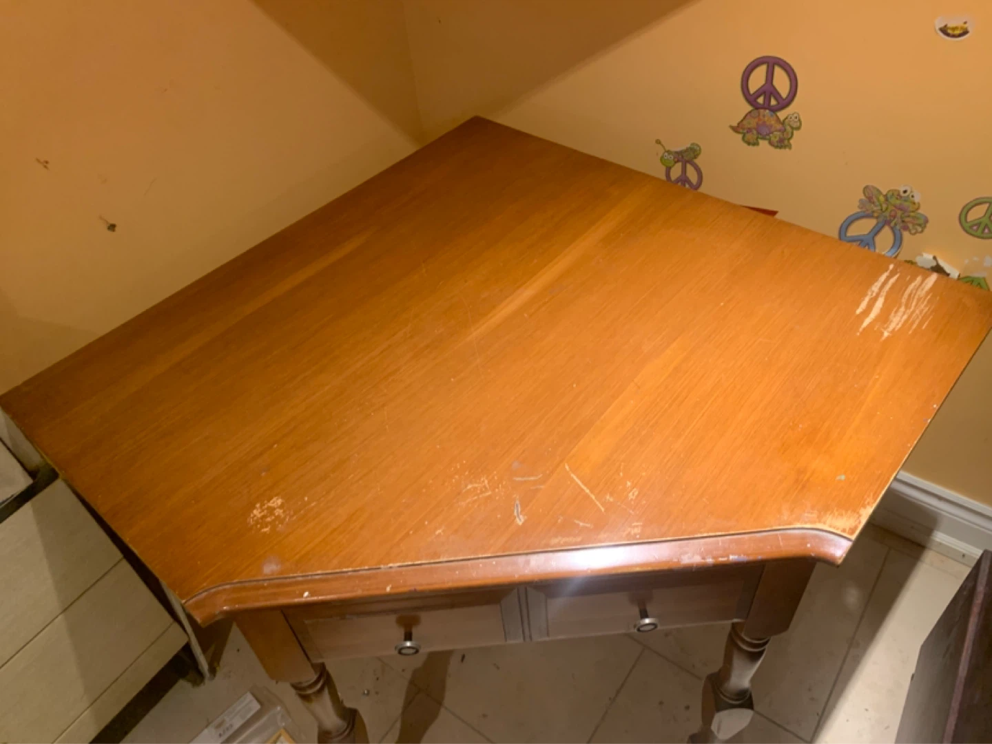 Wooden Side Table with 2 Drawers for a corner wall - photo 2