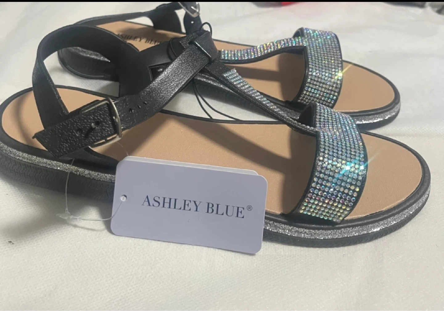 Ashley Blue Embellished Flat Sandals size 8 - photo 2