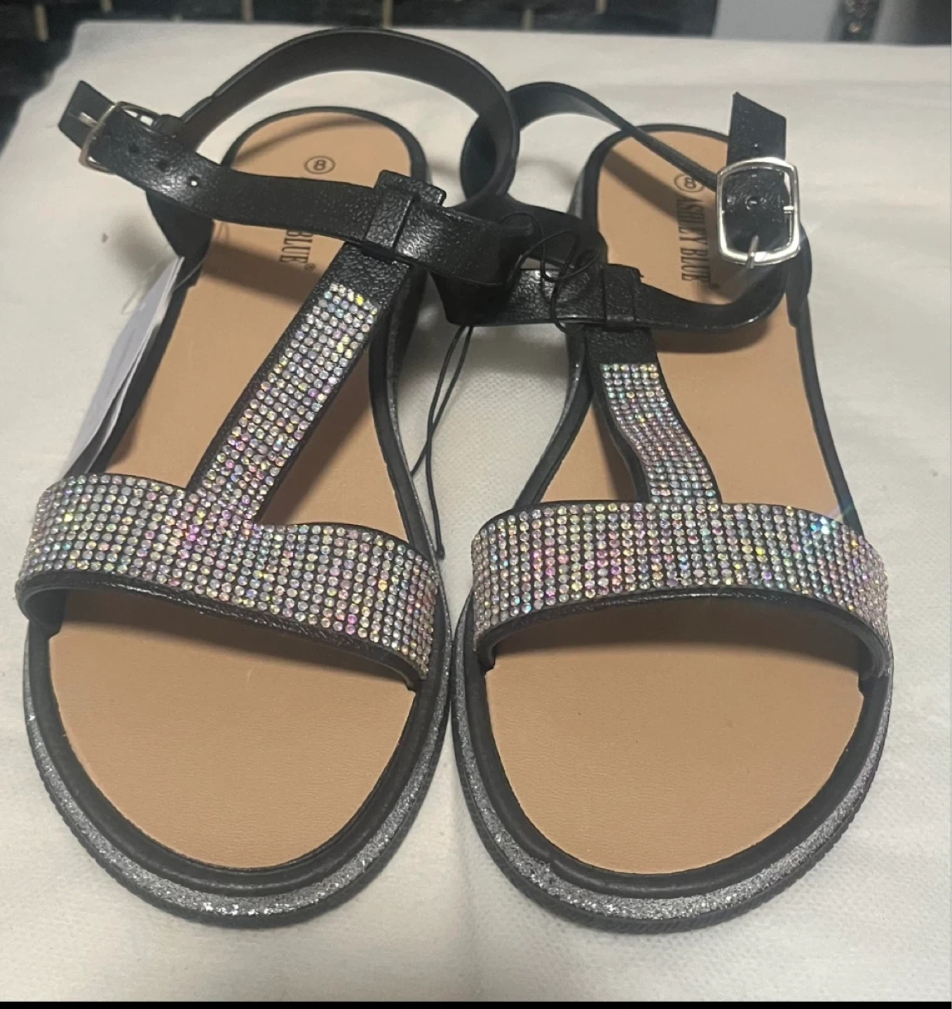 Ashley Blue Embellished Flat Sandals size 8 - photo 3