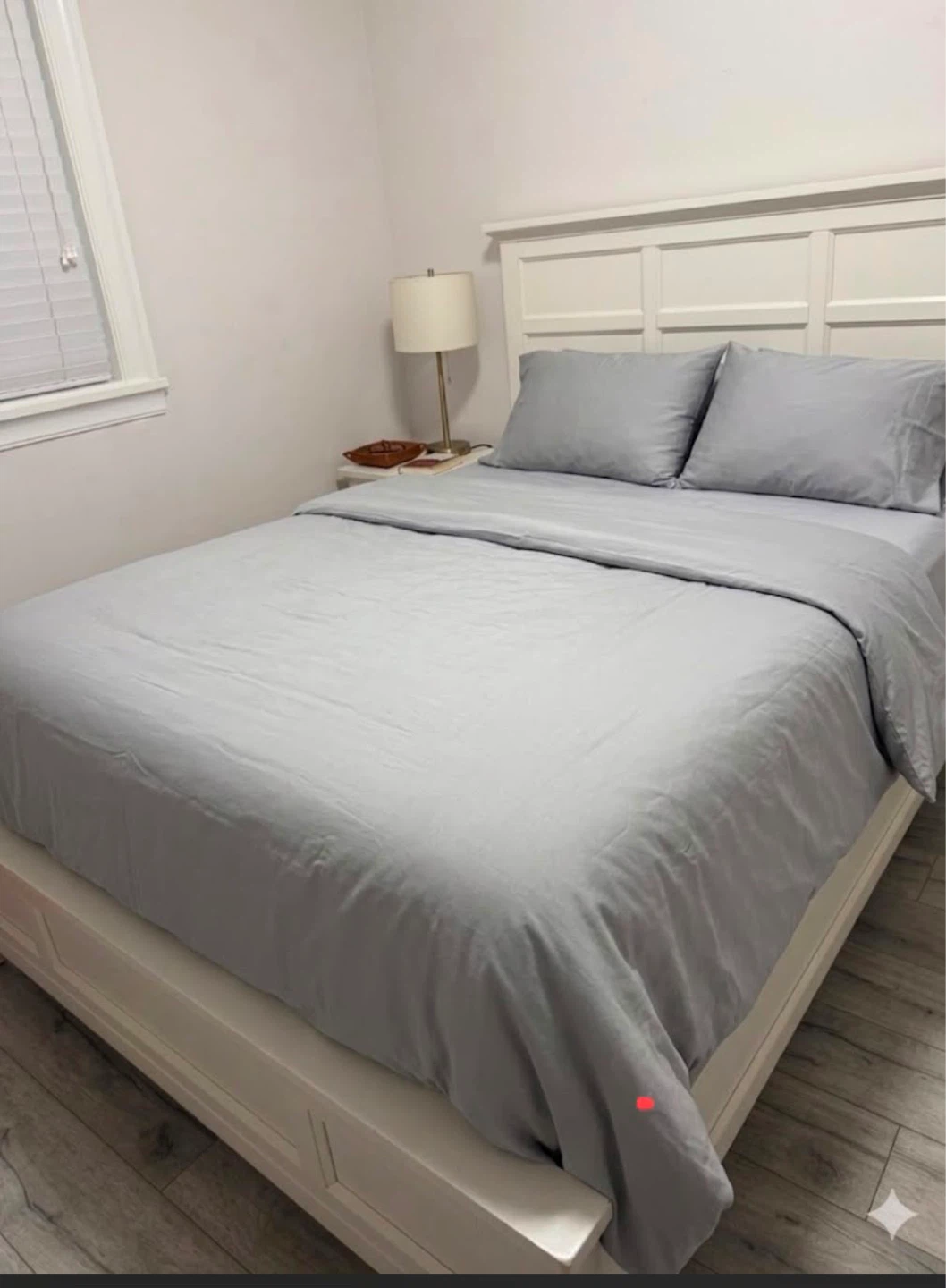 White Wood Bed Frame with Headboard