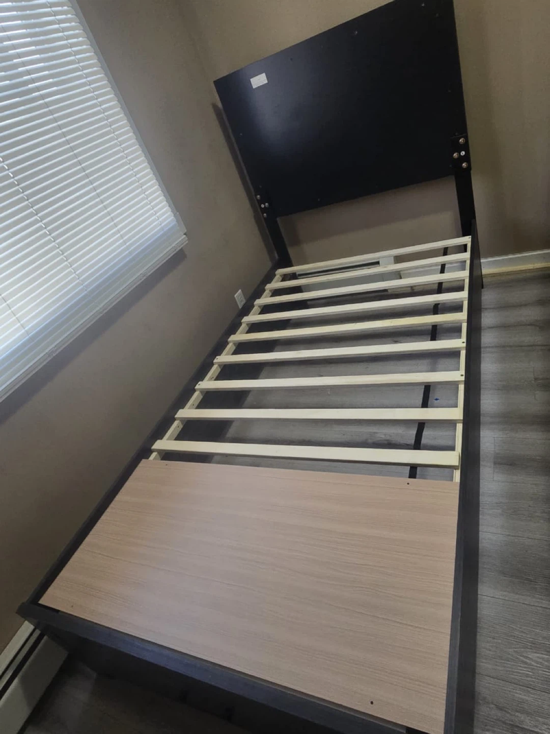 Black Twin Bed Frame with Headboard - photo 2