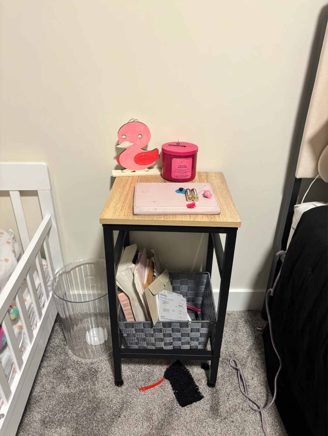 Wooden Top Side Table and Toddler bed with mattress - photo 2