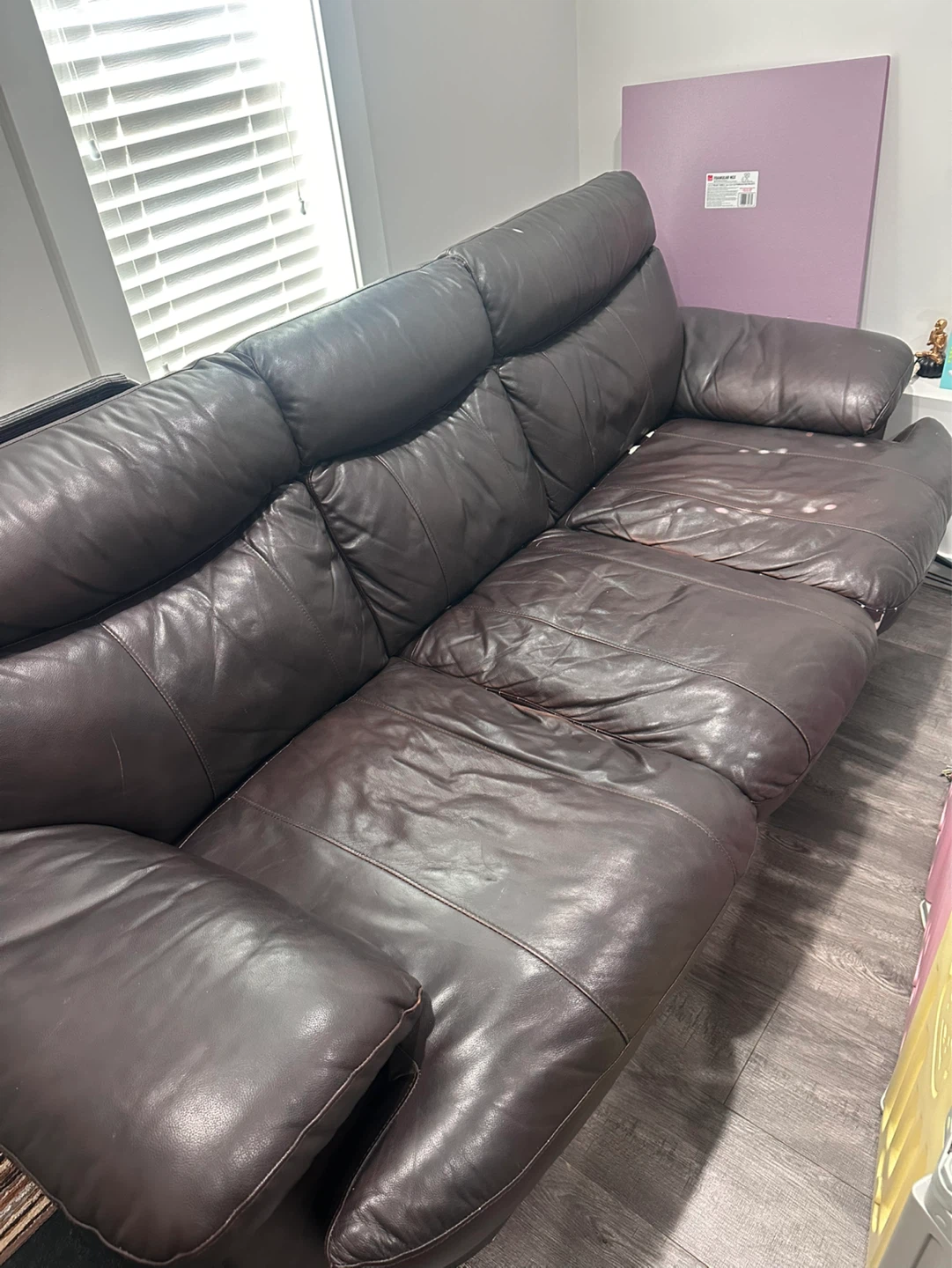 Brown Leather 3-Seater Sofa