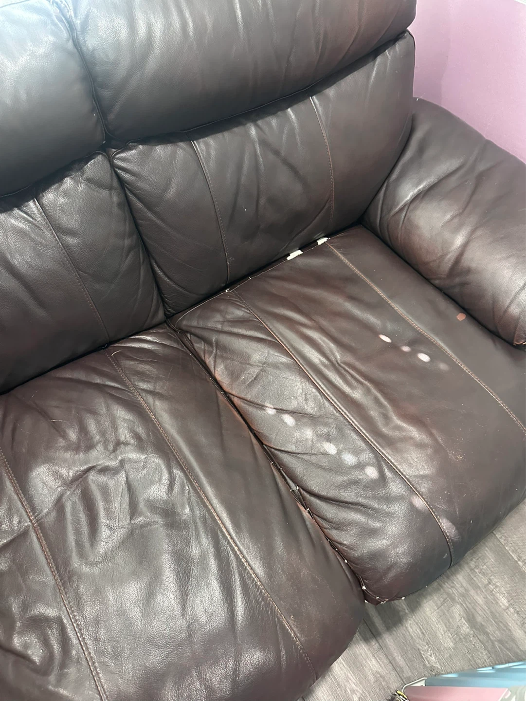 Brown Leather 3-Seater Sofa - photo 2