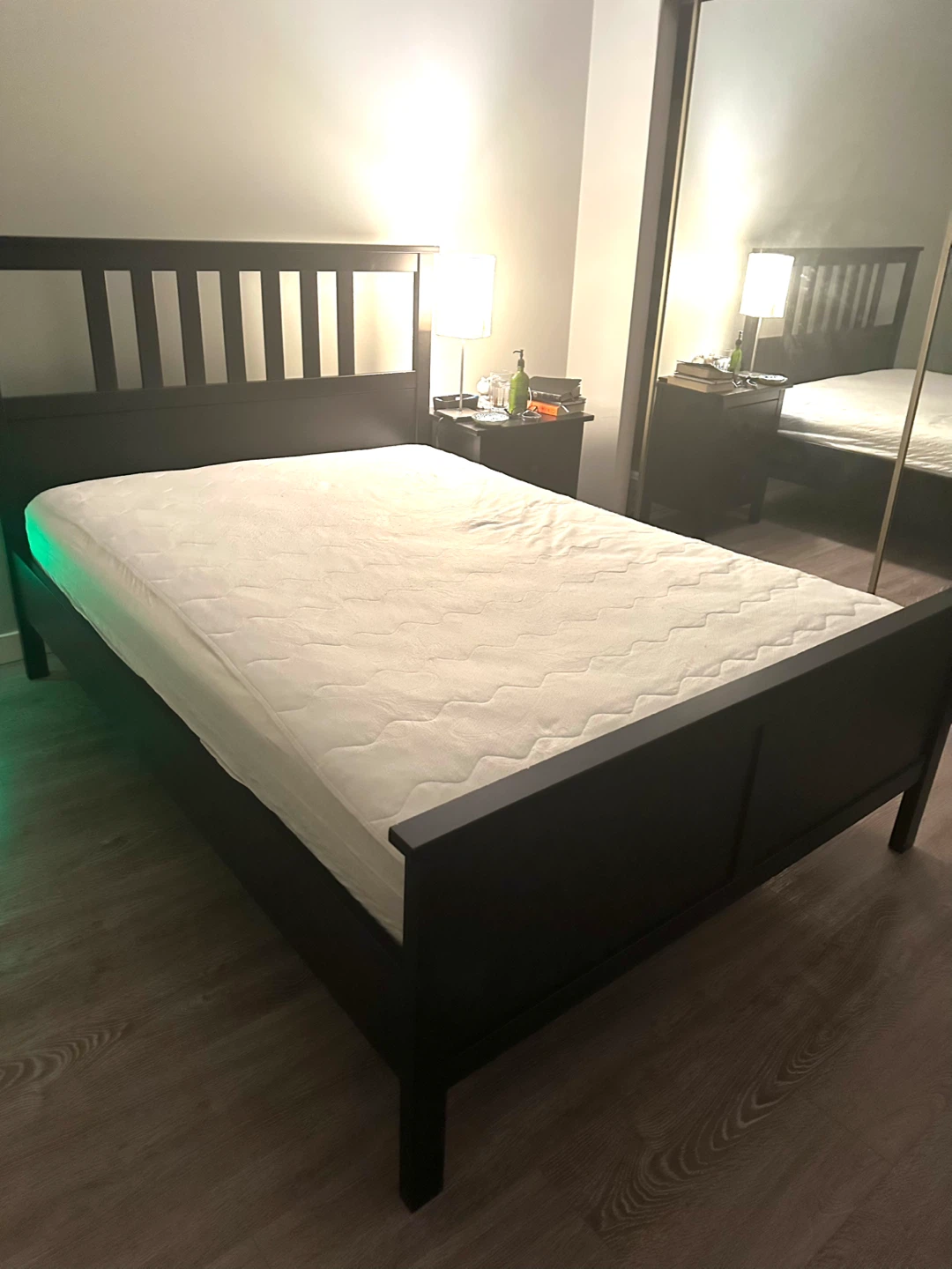 Dark Wood Bed Frame and Mattress with cover - photo 3