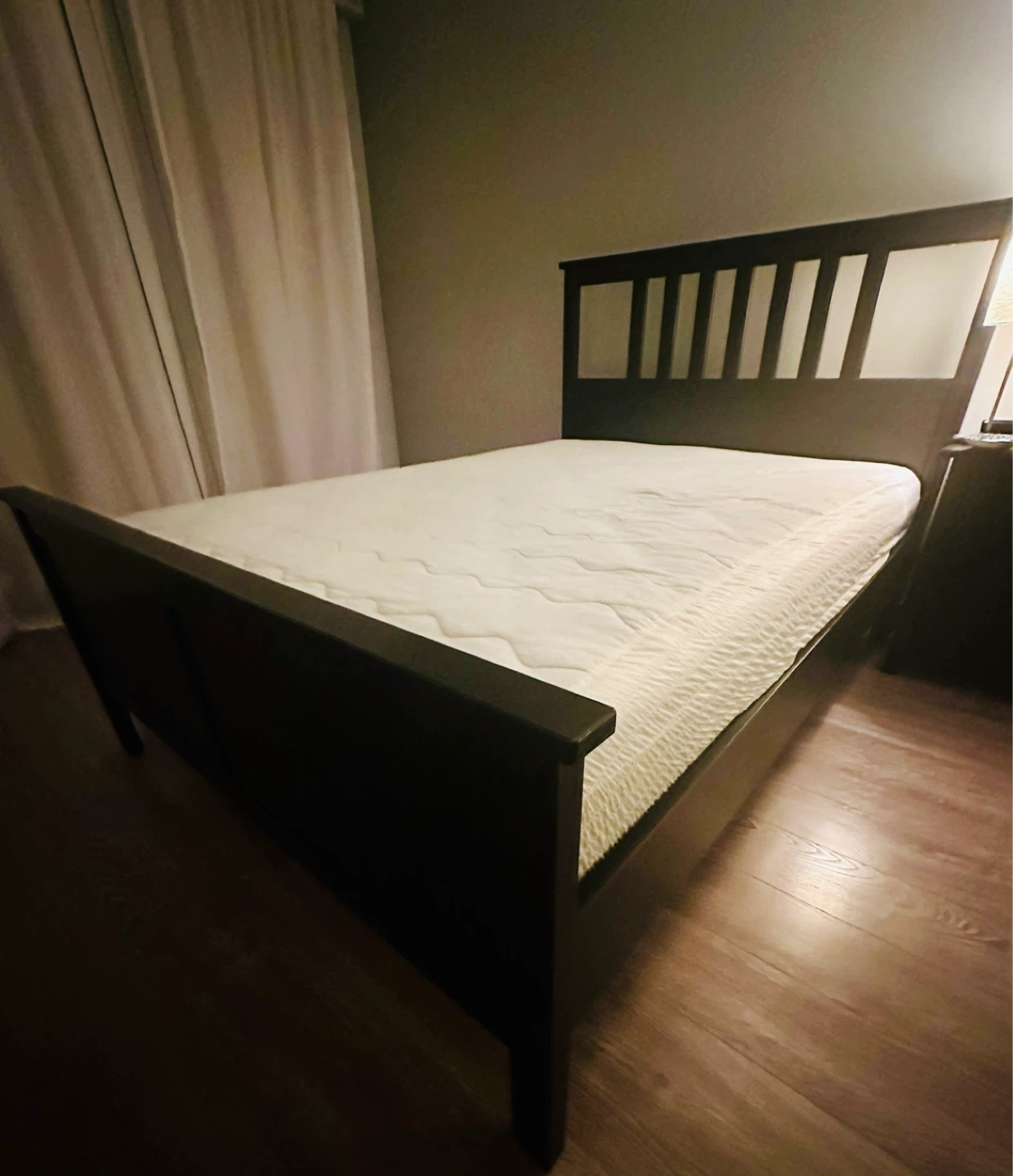 Dark Wood Bed Frame and Mattress with cover - photo 2