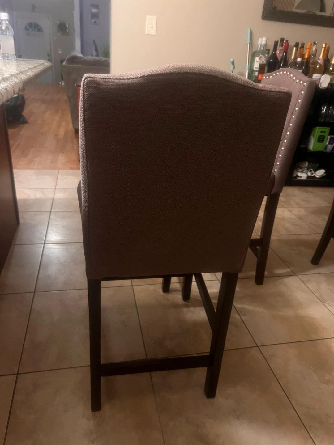 Set of 2 Gray Upholstered Counter Stools with Nailhead Trim - photo 5