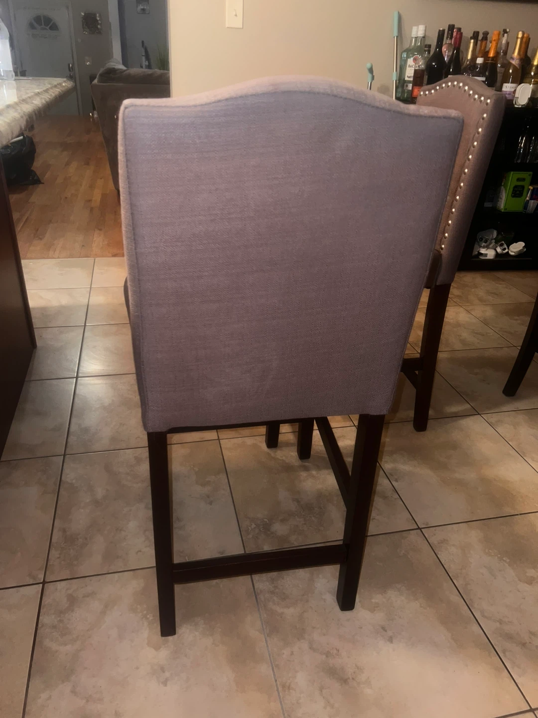 Set of 2 Gray Upholstered Counter Stools with Nailhead Trim - photo 4
