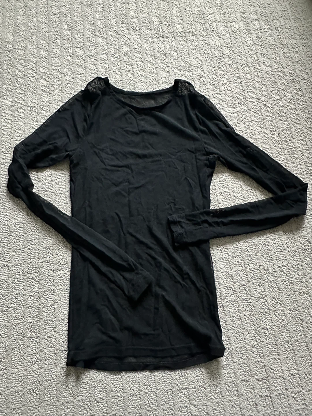Black Sheer Long Sleeve Top