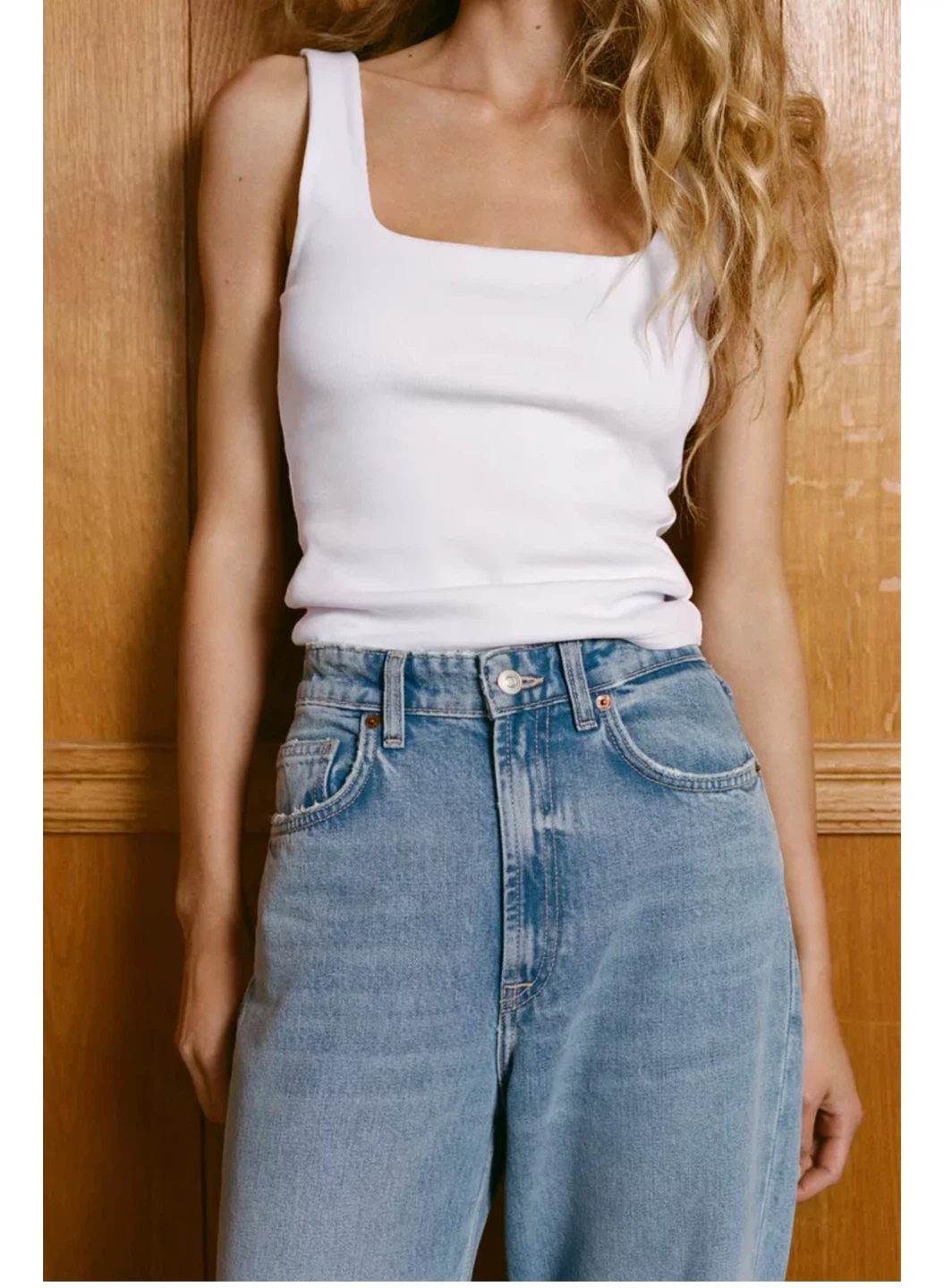 Zara White Square Neck Tank Top - M - photo 2
