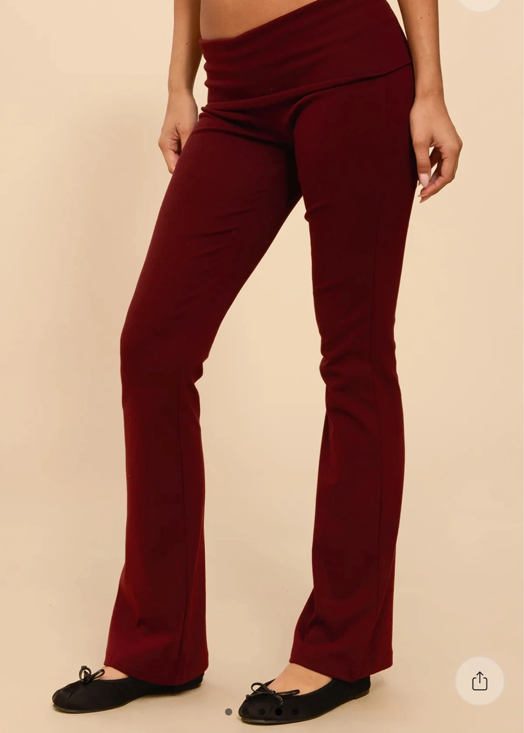 Edikted Burgundy Foldover Flare Pants - L - photo 4