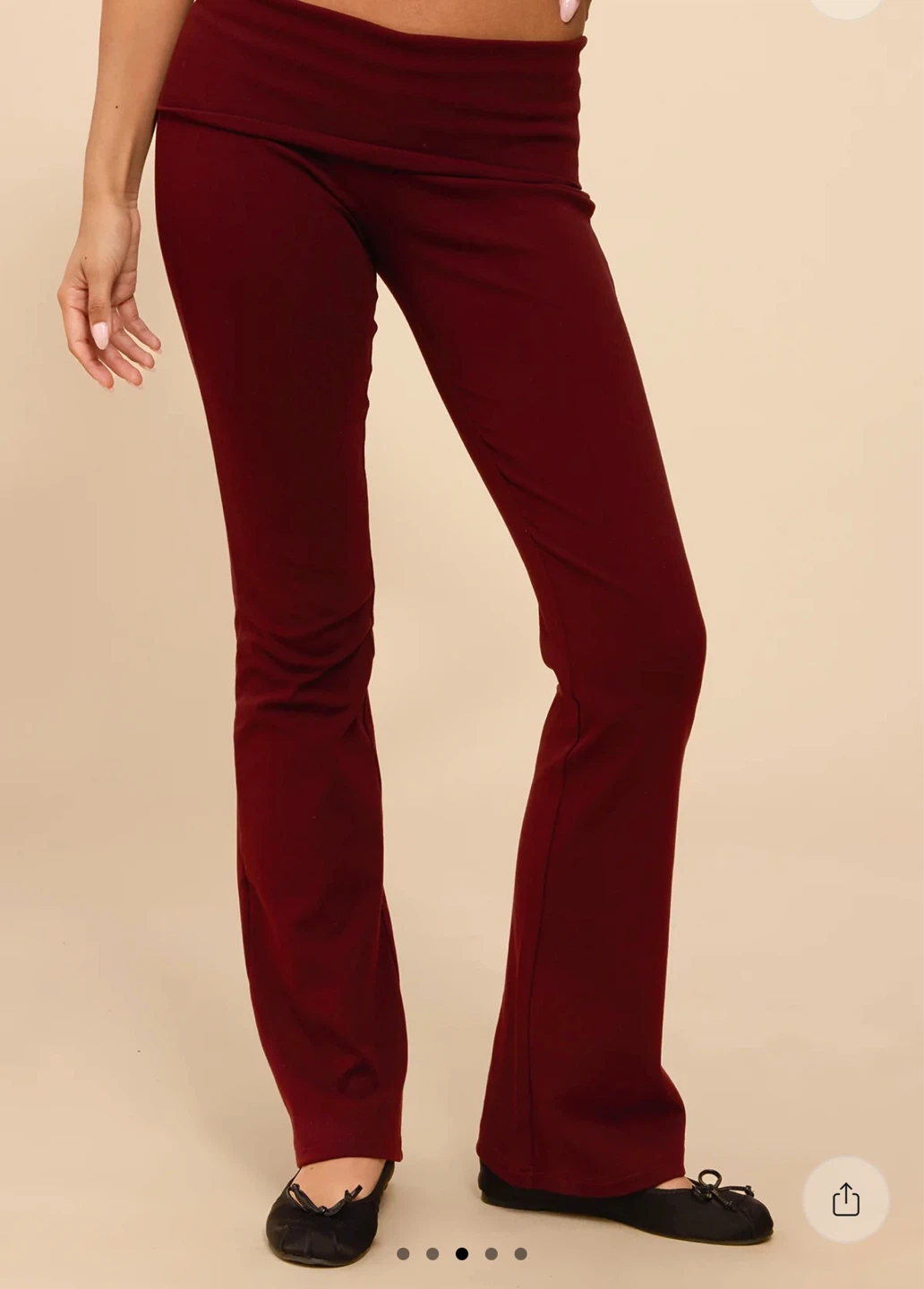 Edikted Burgundy Foldover Flare Pants - L - photo 3