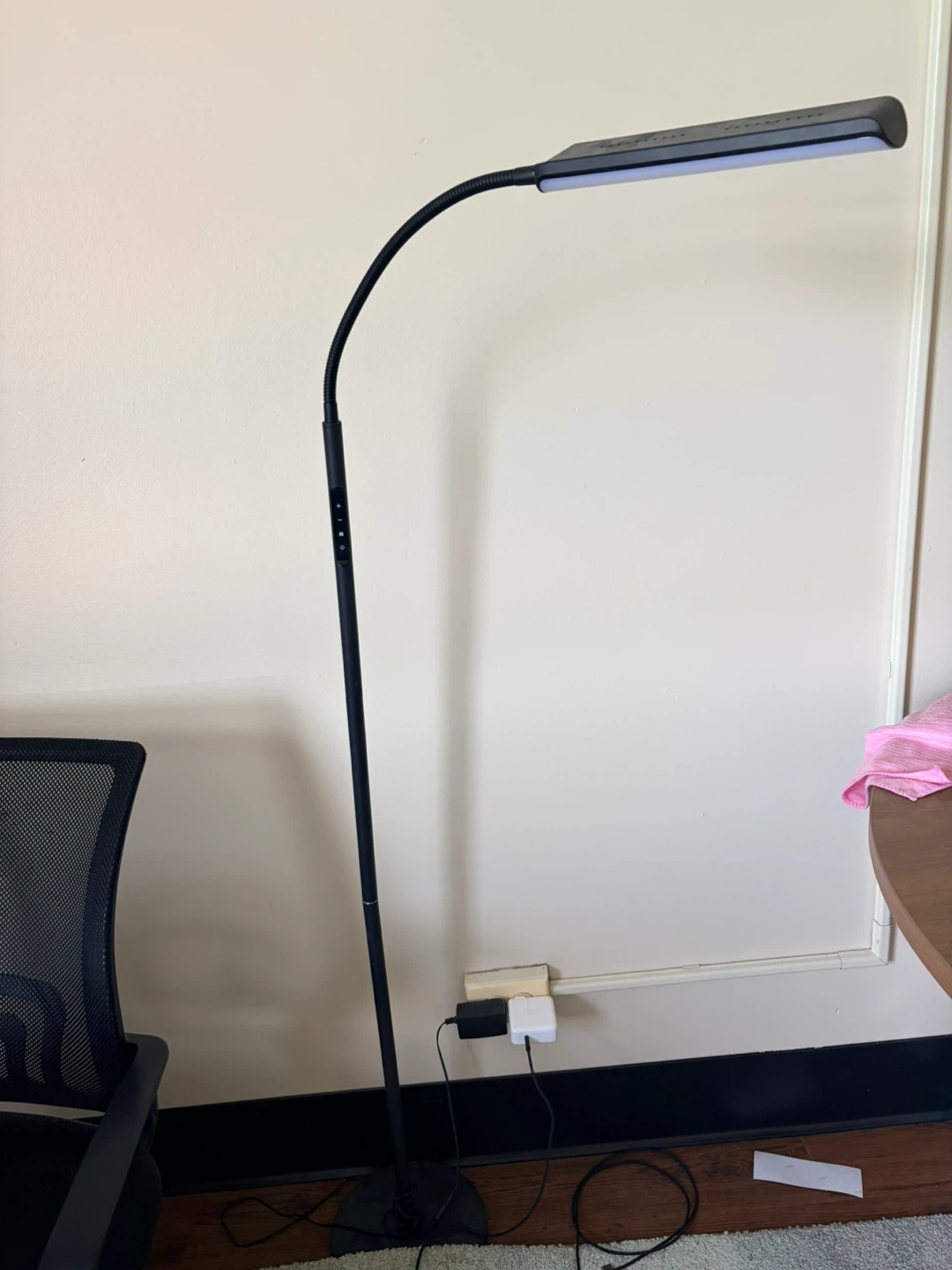 Black LED Floor Lamp with Adjustable Gooseneck