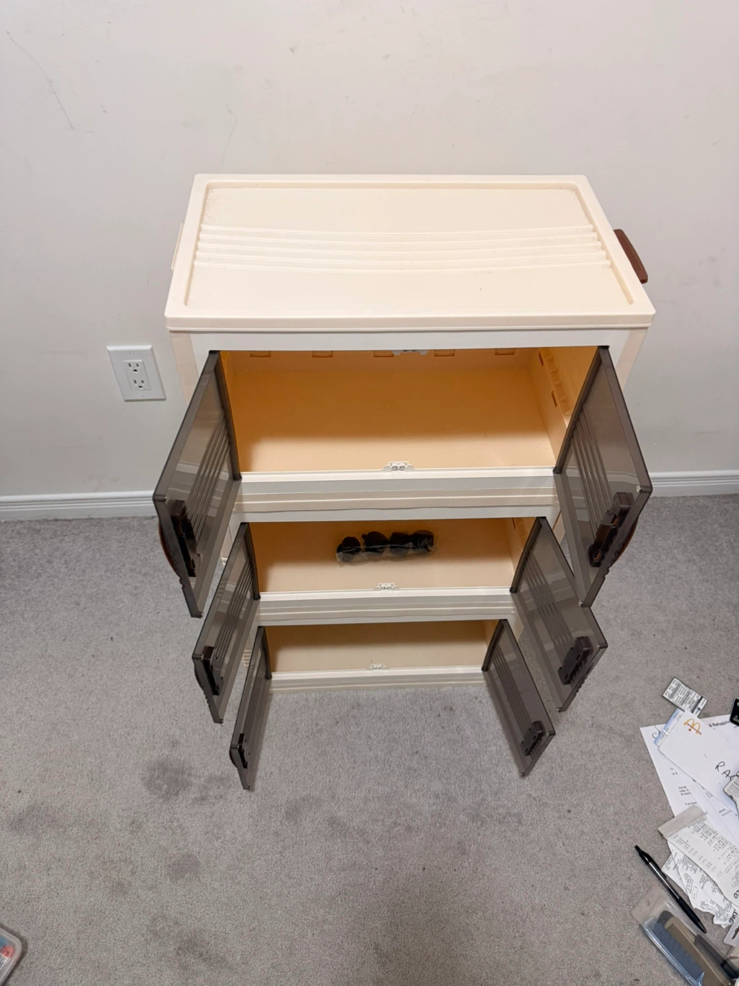 Cream 3-Drawer Storage Cabinet with Wheels - photo 3