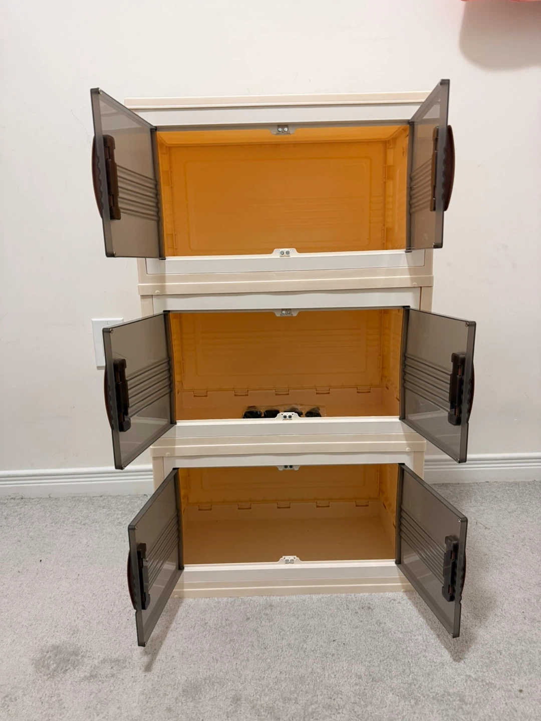 Cream 3-Drawer Storage Cabinet with Wheels