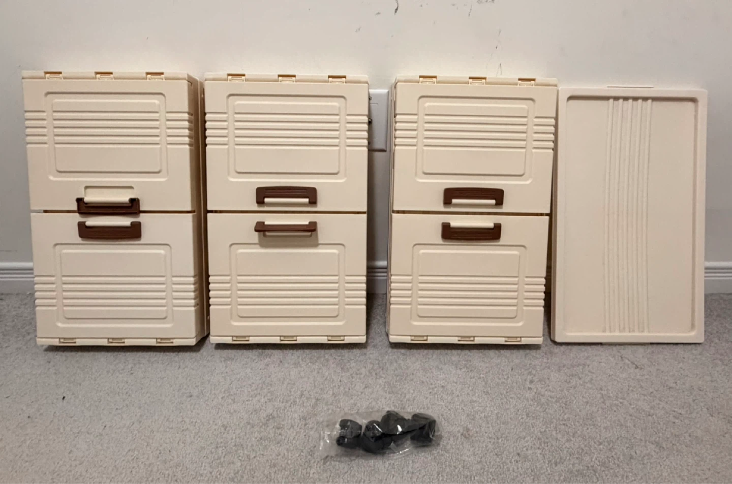 Cream 3-Drawer Storage Cabinet with Wheels - photo 5