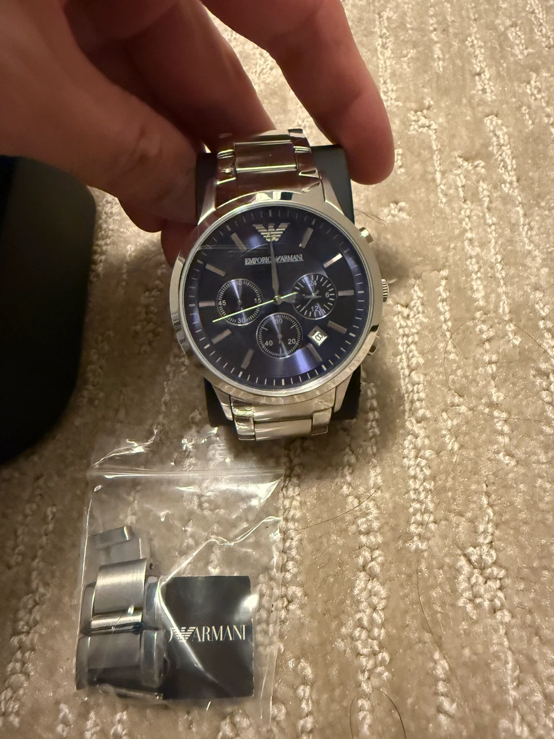 Emporio Armani Men’s Chronograph Watch Blue Dial Stainless Steel - photo 2