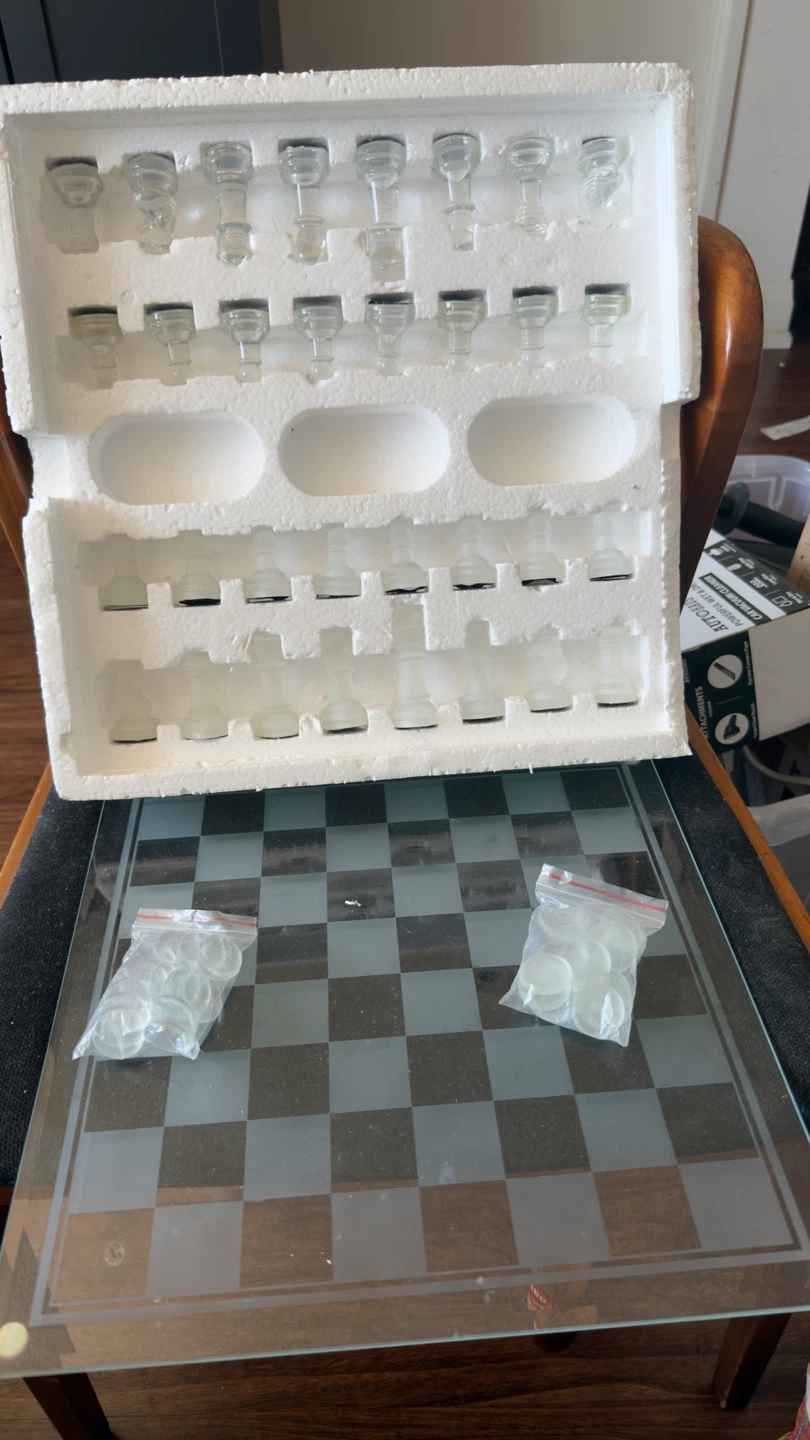 Elegant Glass Chess & Checker Set - photo 2
