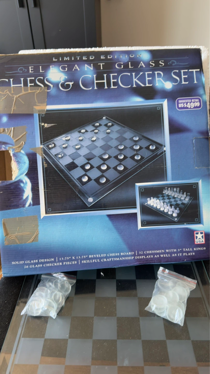 Elegant Glass Chess & Checker Set