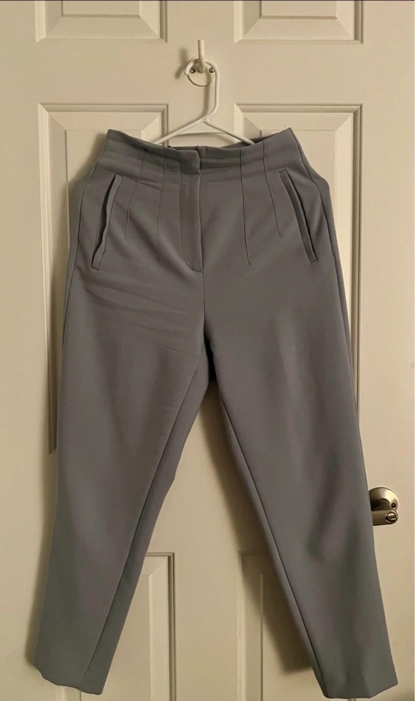ZARA Light Blue High-Waisted Pleated Pants - photo 5